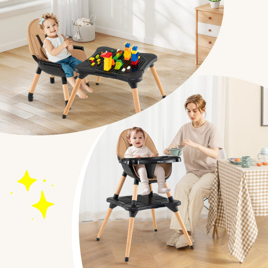 6 in 1 High Chair for Babies and Toddlers Ages 6-36 Months-Coffee