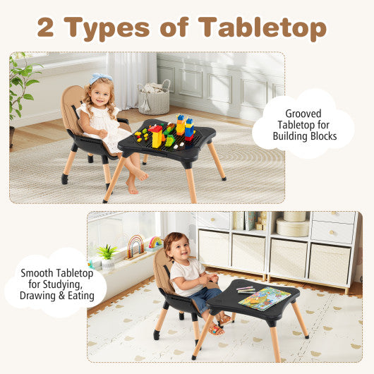 6 in 1 High Chair for Babies and Toddlers Ages 6-36 Months-Coffee