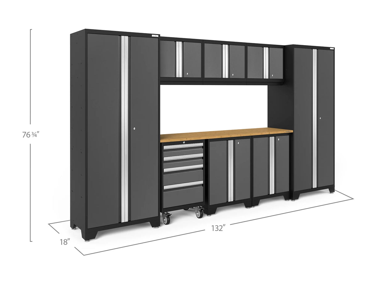 Bold Series 9 Piece Cabinet Set with 2 Base, Tool, Wall Cabinets and 30 In. Lockers
