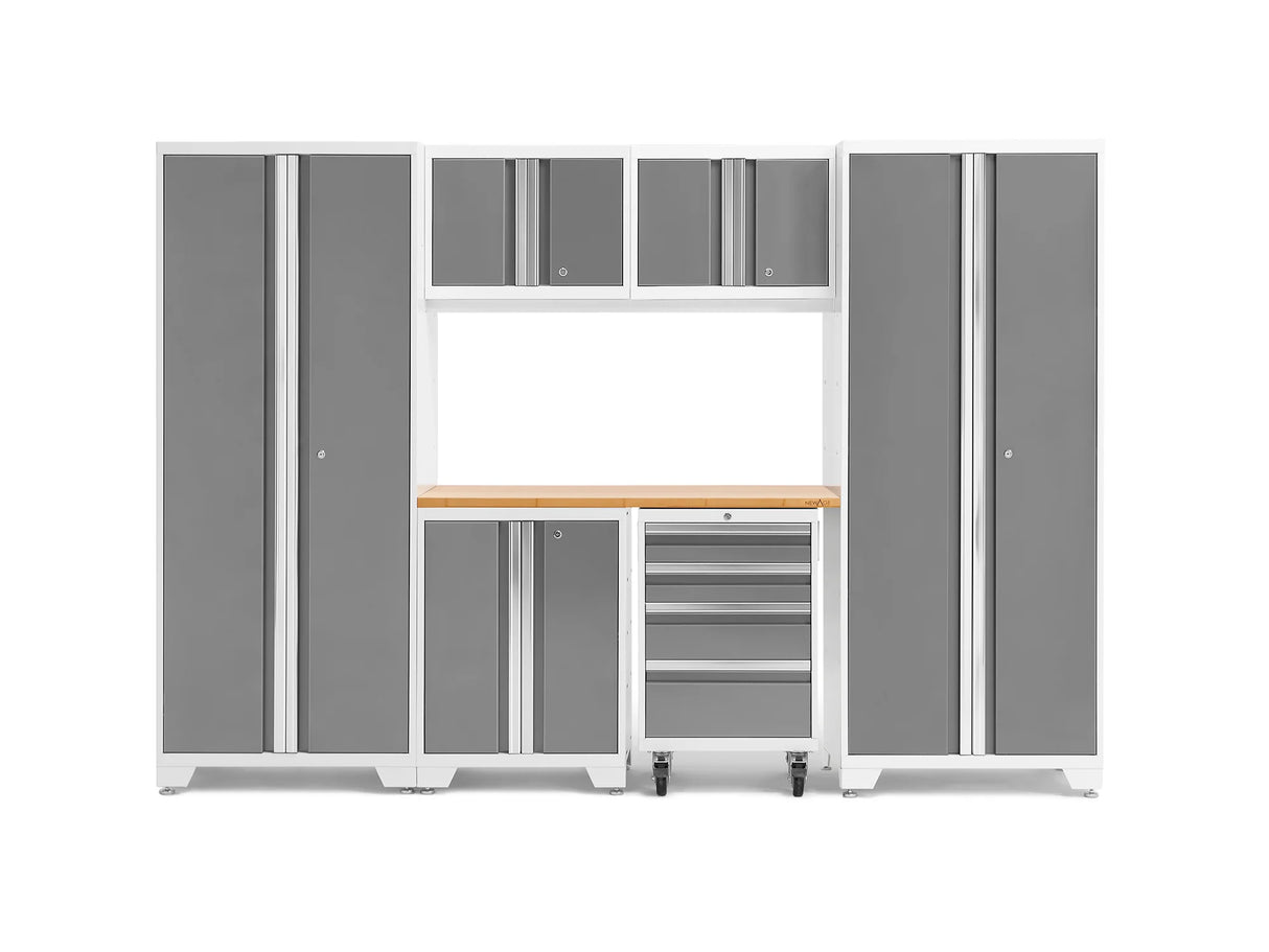 Bold Series 7 Piece Cabinet Set with Tool, Base, Wall Cabinets and 30 In. Lockers
