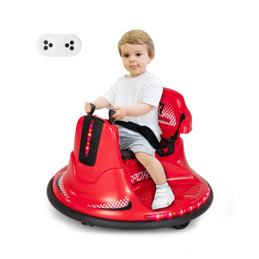 12V Kids Ride On Bumper Car with Remote Control Lights and Music-Red
