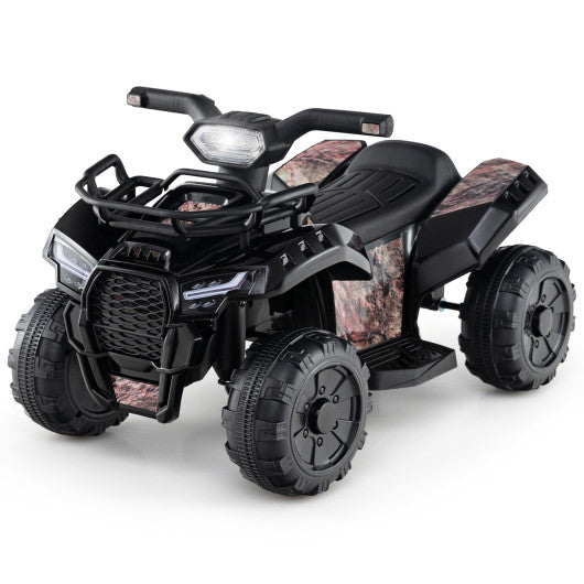 6V Kids ATV Quad Electric Ride On Car with LED Light and MP3-Solid Black