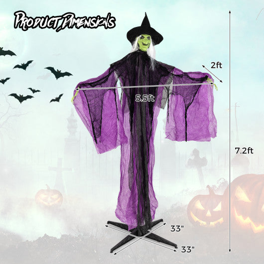 7.2 ft Halloween Standing Witch with Lighted Eyes and Automatic Arm Movement