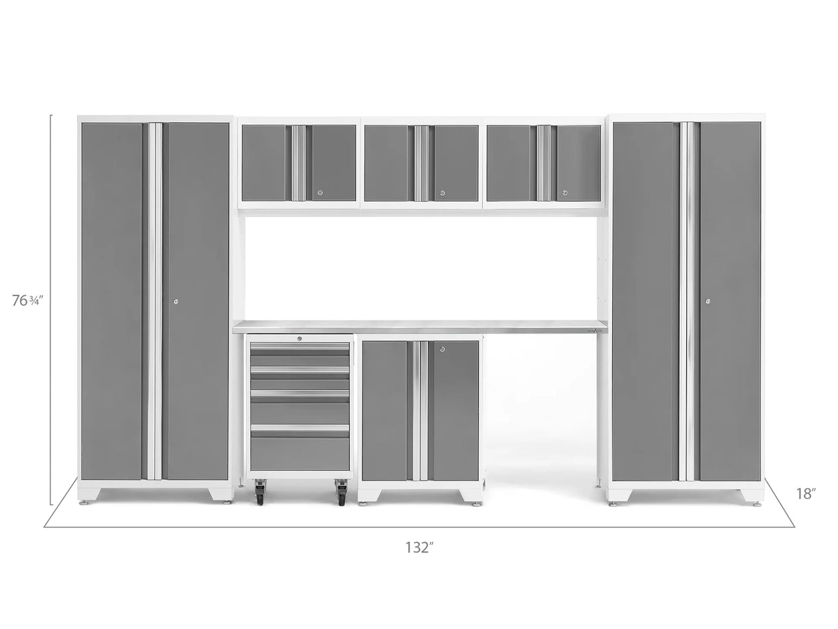Bold Series 8 Piece Cabinet Set with Tool, Base, Wall Cabinets and 30 In. Lockers