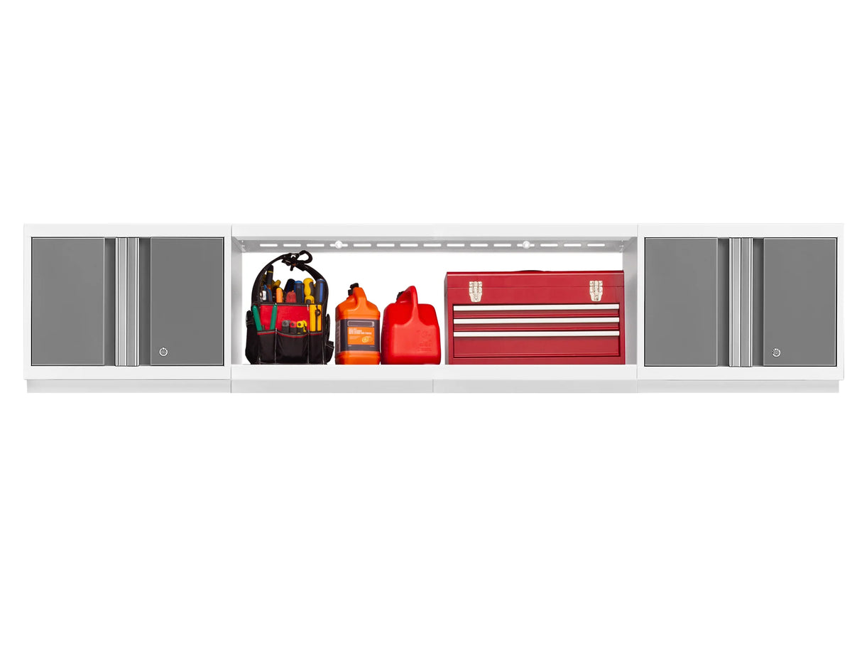 Bold Series 3 Piece Cabinet Set with Wall Cabinets and 48. in Display Shelf