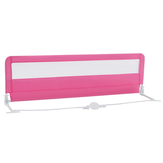 71 Inch Extra Long Swing Down Bed Guardrail with Safety Straps-Pink