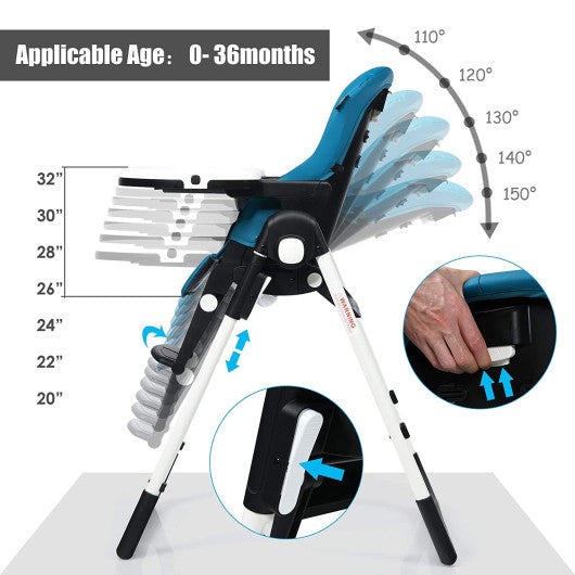 4-in-1 High Chair–Booster Seat with Adjustable Height and Recline-Navy