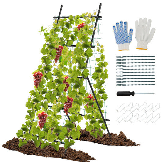 74 Inch Tall Garden Trellis for Flower Vine Vegetable Fruit Pea-Black
