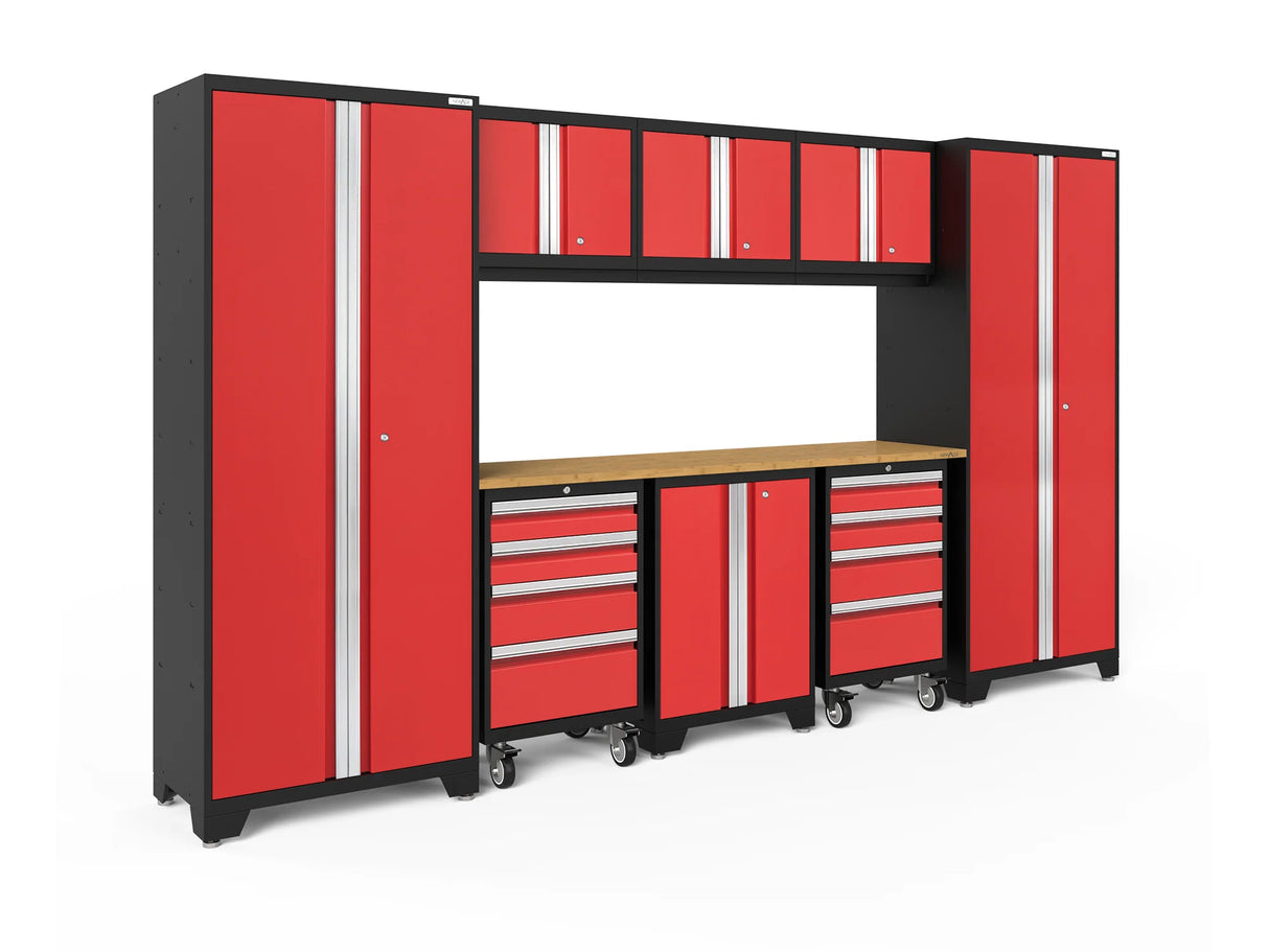 Bold Series 9 Piece Cabinet Set with 2 Tool, Base, Wall Cabinets and 30 In. Lockers