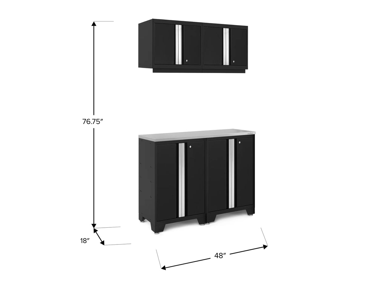 Bold Series 5 Piece Cabinet Set with Wall, Base Cabinet, and Worktop