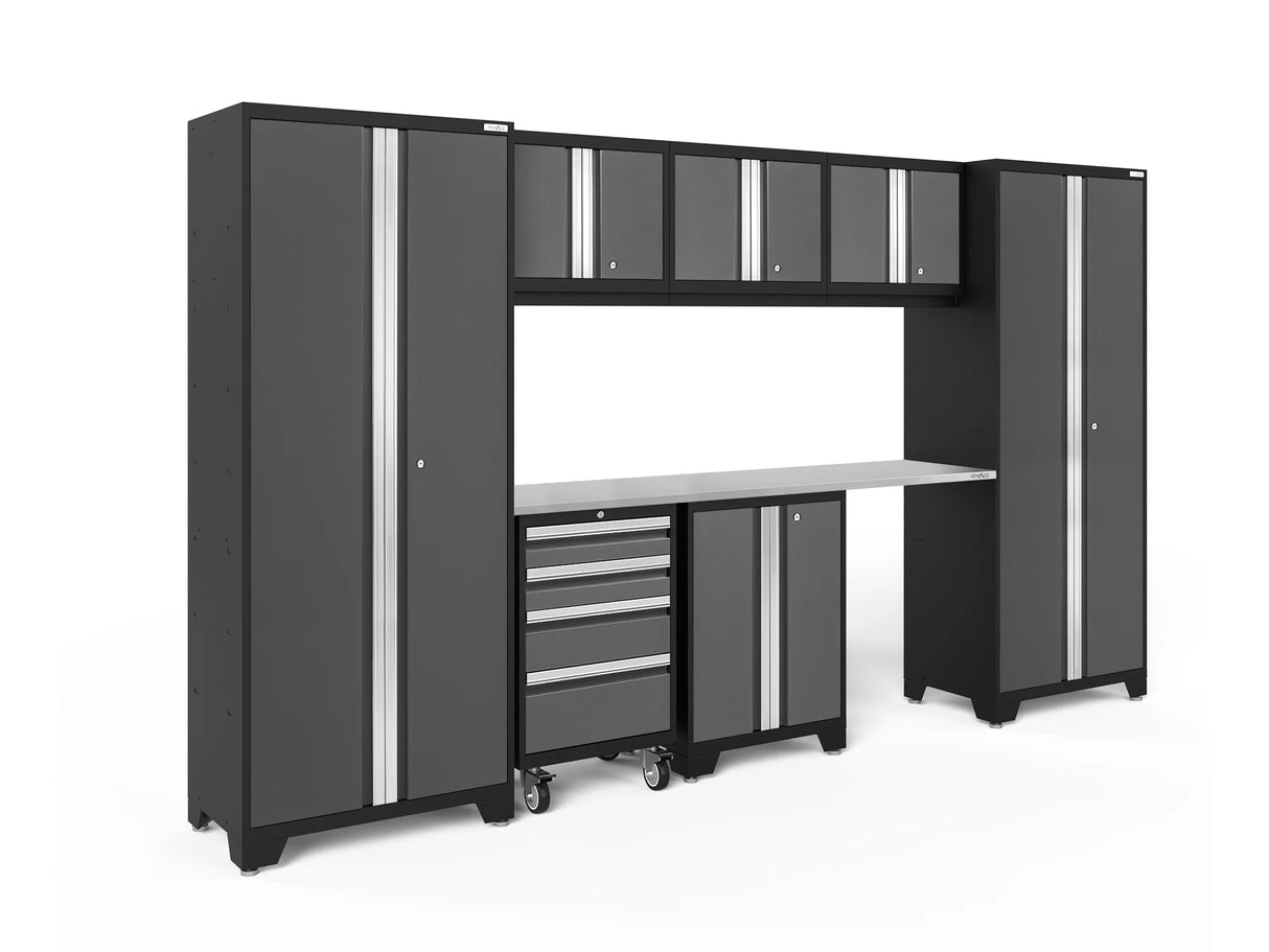 Bold Series 8 Piece Cabinet Set with Tool, Base, Wall Cabinets and 30 In. Lockers