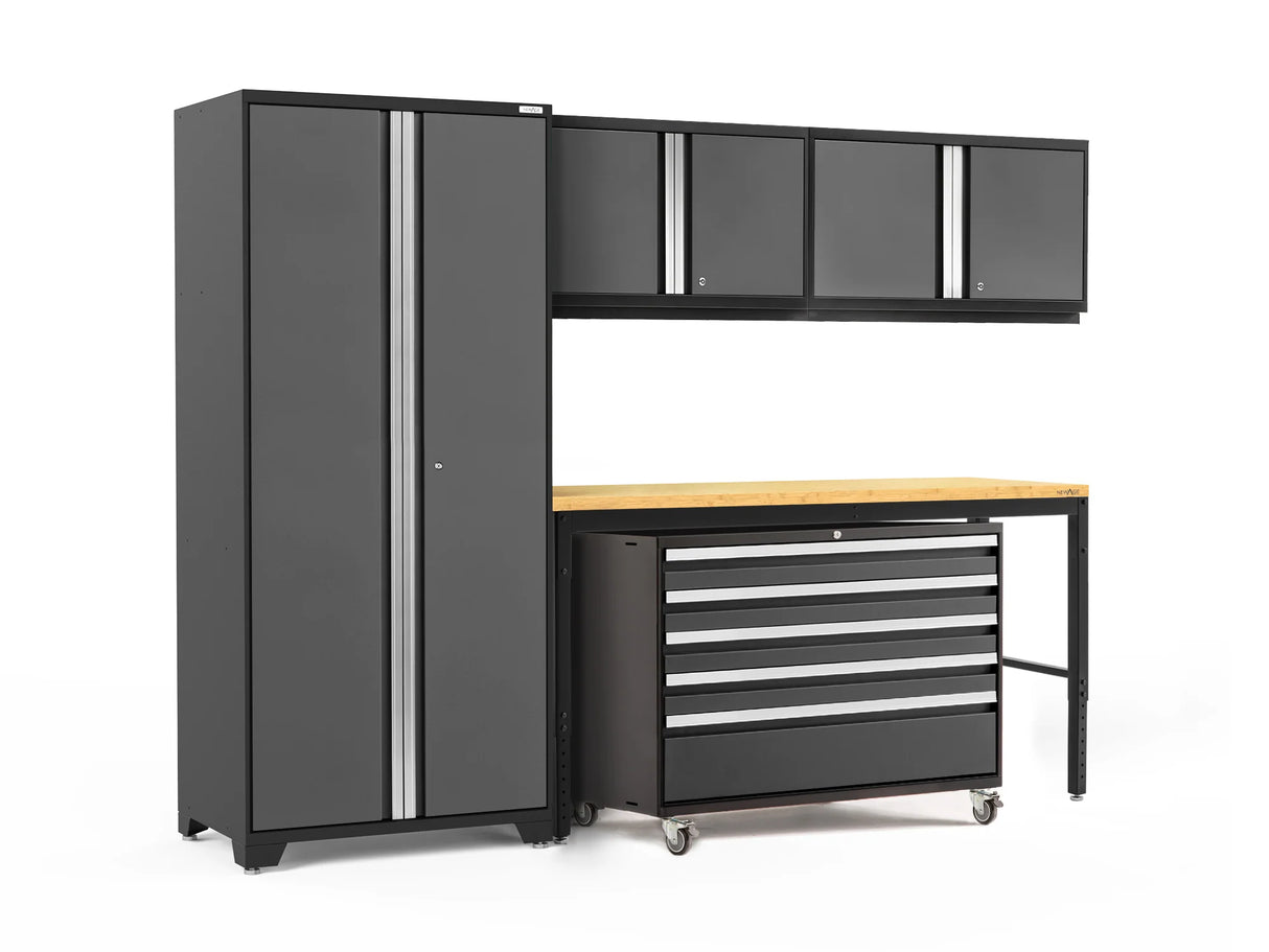 Pro Series 5 Piece Cabinet Set with Wall, Tool Cabinet, Locker and 84 In. Workbench