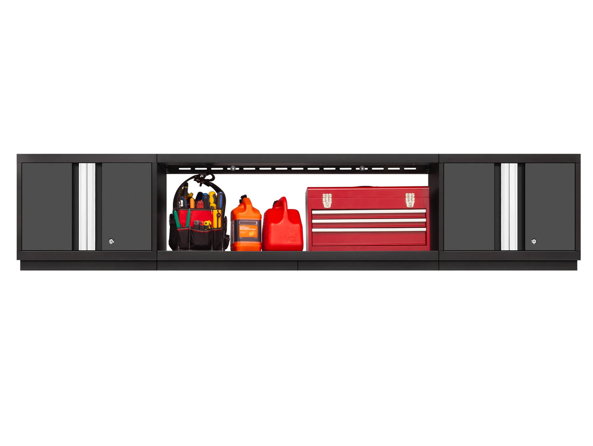 Bold Series 3 Piece Cabinet Set with Wall Cabinets and 48. in Display Shelf