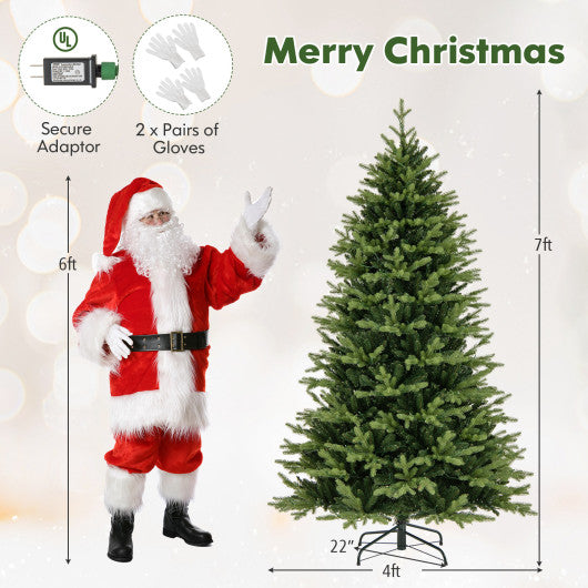 7 Feet Artificial Xmas Tree Hinged with 11 Lighting Modes and Remote Control-7 ft