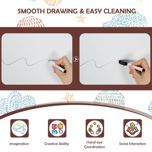 Multifunctional Kids' Standing Art Easel with Dry-Erase Board -Coffee