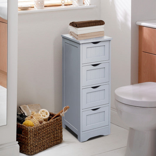 Floor Wooden Free Standing Storage Side Organizer for Bathroom-Gray