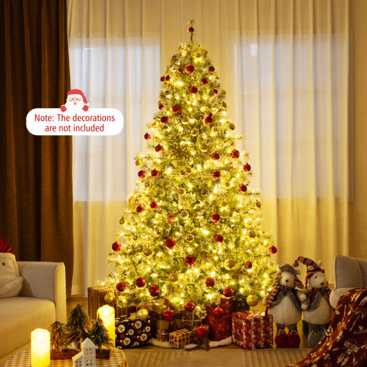 6/7.5/9 FT Artificial Christmas Tree Pre-Lit Hinged Holiday Tree with 360° Quick Power Connector-7.5ft