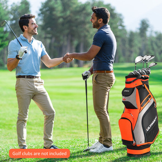 10.5 Inch Golf Stand Bag with 14 Way Dividers and 7 Zippered Pockets-Orange