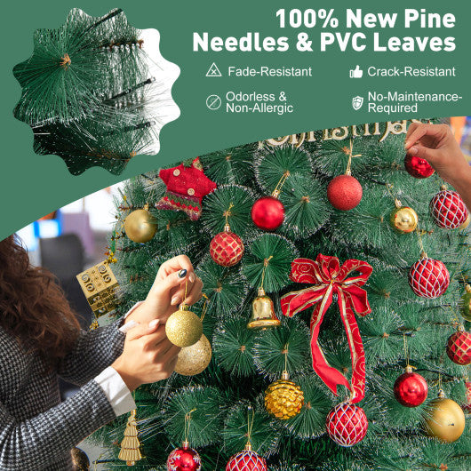 5/6/7 FT Pre-Lit Fiber Optic Christmas Tree with 148/185/226 Multi-Color LED Lights and Top Star Light-7 ft