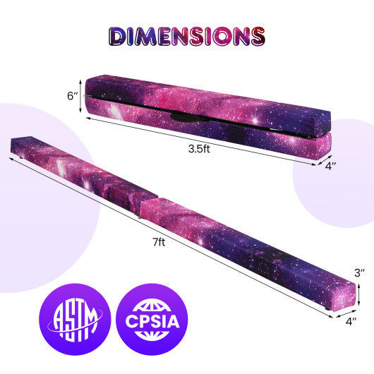 7 Feet Folding Portable Floor Balance Beam with Handles for Gymnasts-Transparent