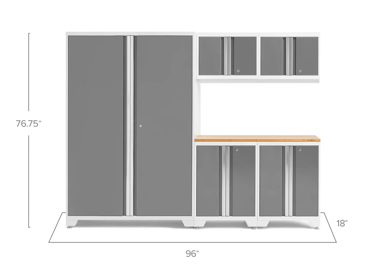 Bold Series 6 Piece Cabinet Set with Base, Wall Cabinets and 48 In. RTA Locker