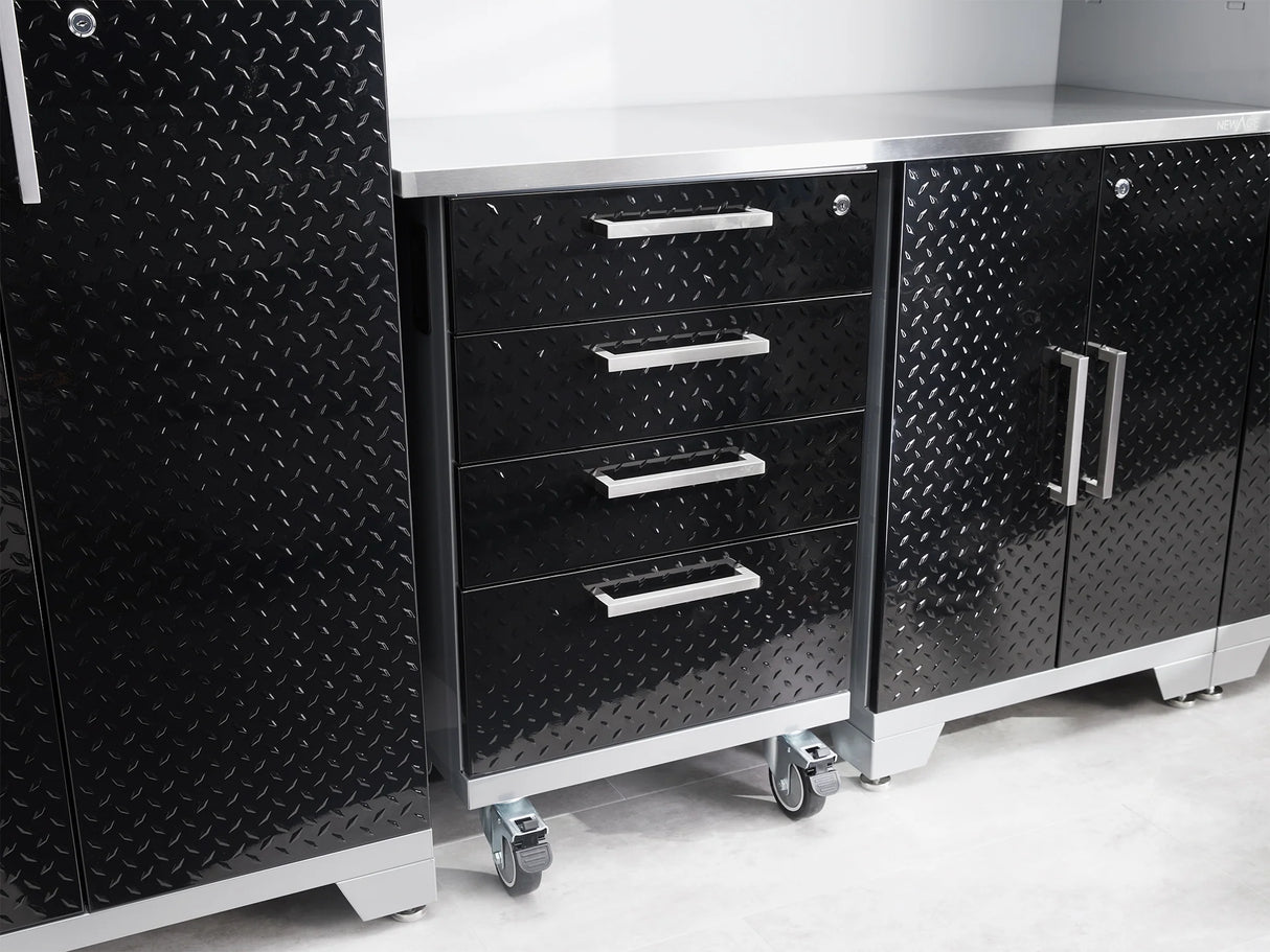 Performance Diamond Plate Limited Edition 14 Piece Cabinet Set with Tool, Base, Wall Cabinets, 30 In. Lockers and Worktop