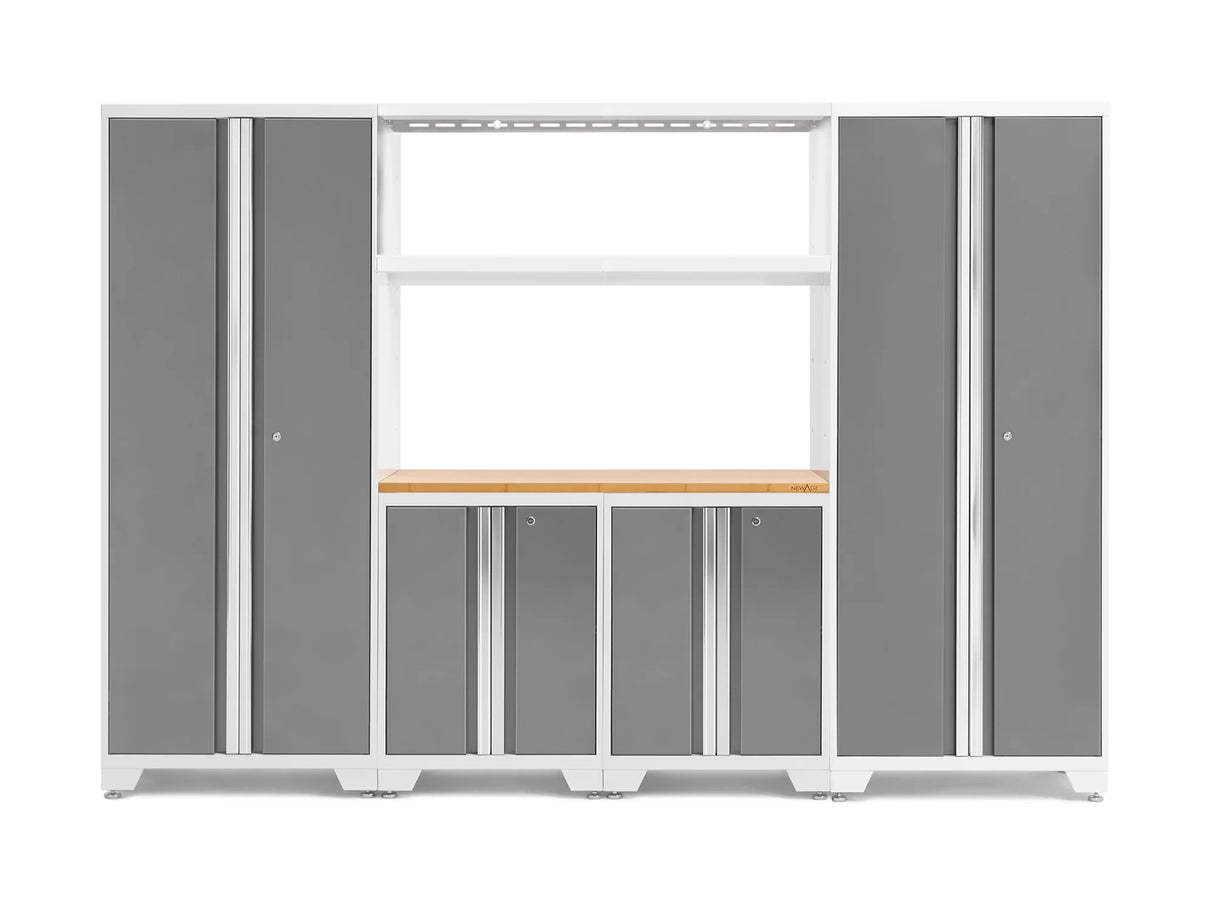Bold Series 6 Piece Cabinet Set with Multi-Use Locker, Base Cabinet, Display Shelf, and Worktop