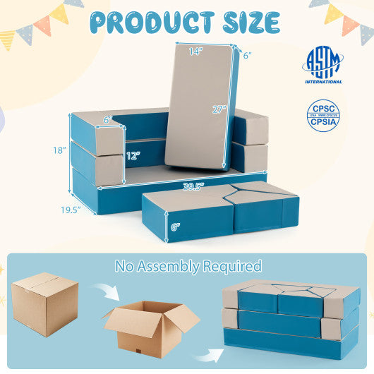 4-in-1 Crawl Climb Foam Shapes Toddler Kids Playset-Blue