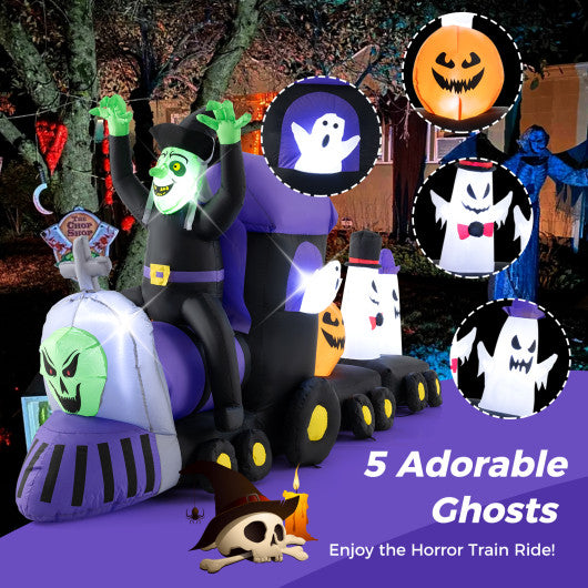 8.2 Feet Long Halloween Inflatable Train with Witch and 4 Ghosts