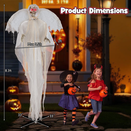 8.3 ft Halloween Standing Haunted Angel with Lighted Eyes and Automatic Wing Movement