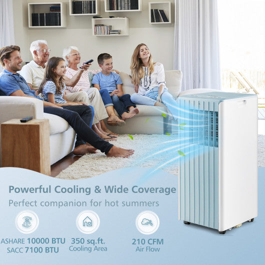 3-in-1 10000 BTU Air Conditioner with Humidifier and Smart Sleep Mode-Blue