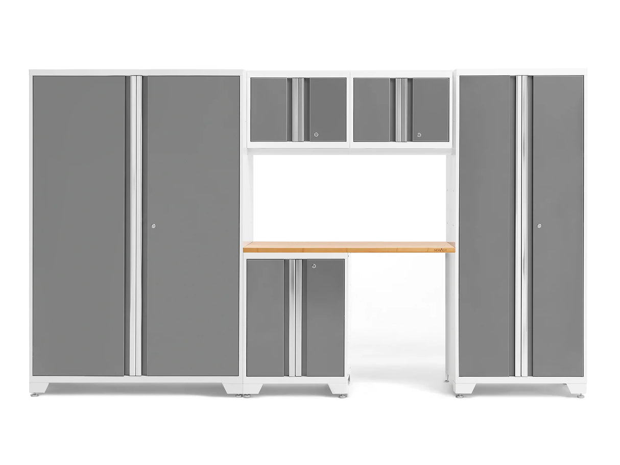 Bold Series 6 Piece Cabinet Set with Base, Wall Cabinets, 30 In. Locker and 48 In. RTA Locker