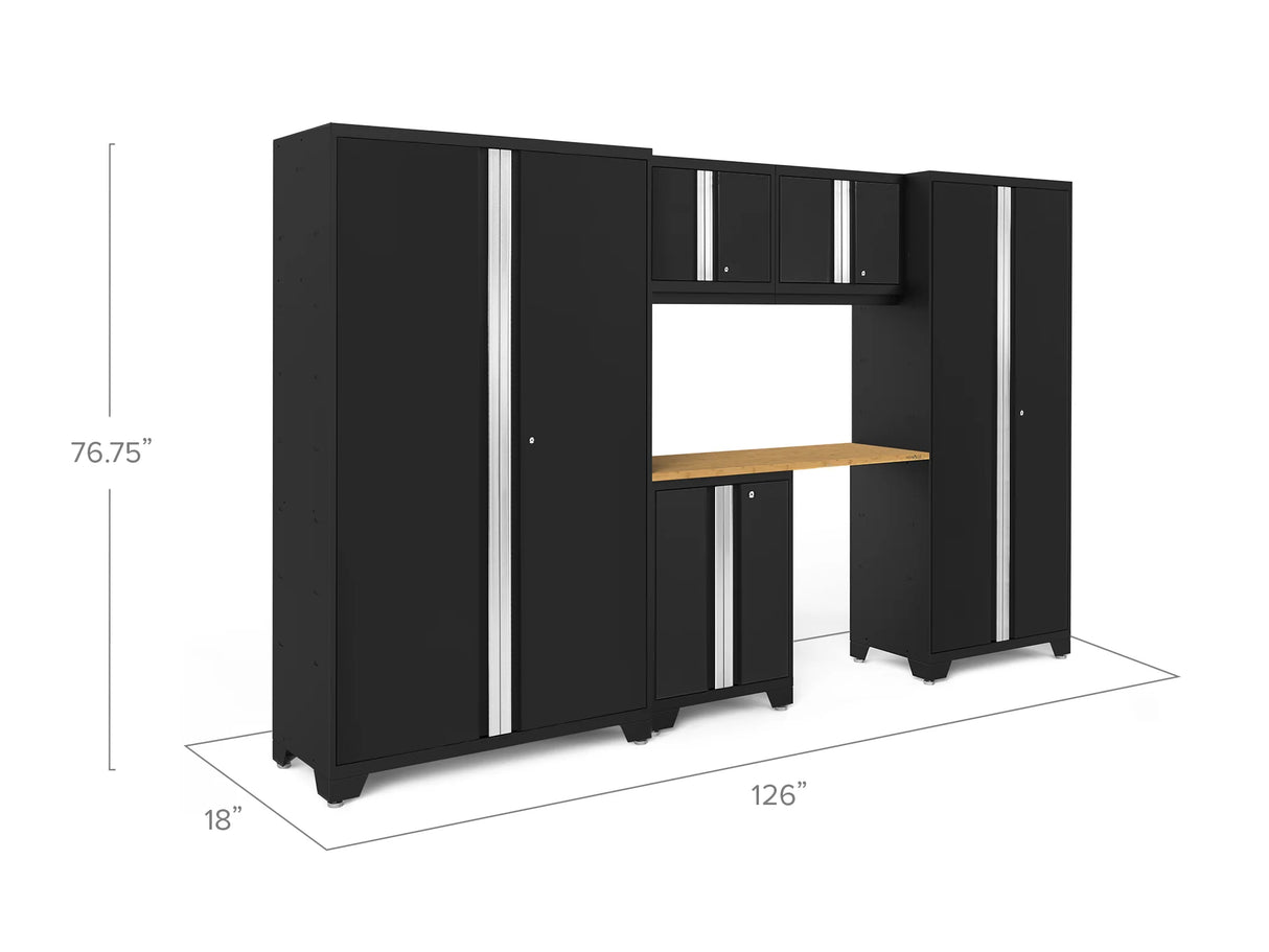 Bold Series 6 Piece Cabinet Set with Base, Wall Cabinets, 30 In. Locker and 48 In. RTA Locker