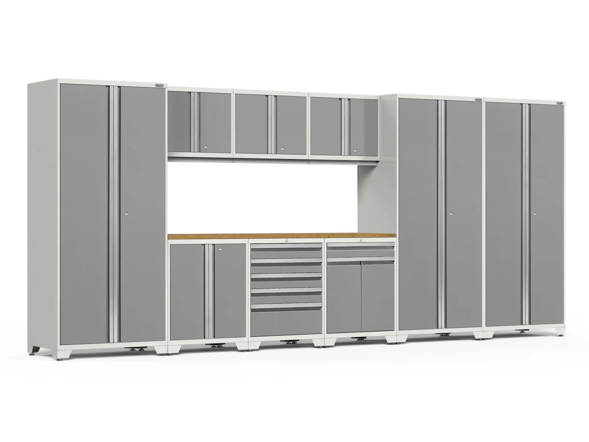 Pro Series 10 Piece Cabinet Set with Lockers, Tool Drawer Cabinet and 84 In. Worktop