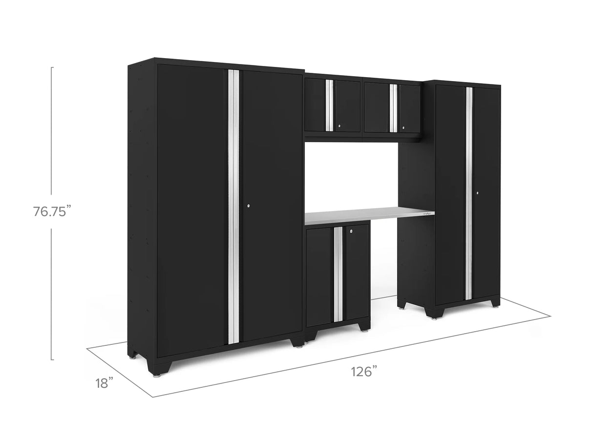 Bold Series 6 Piece Cabinet Set with Base, Wall Cabinets, 30 In. Locker and 48 In. RTA Locker