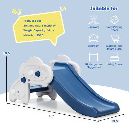 Freestanding Baby Mini Play Climber Slide Set with HDPE anf Anti-Slip Foot Pads-Blue