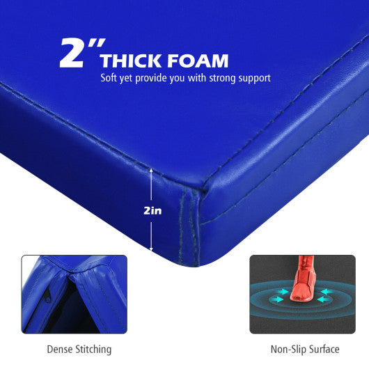 Gymnastics PU Mat Thick Folding Panel Gym Fitness Exercise-Navy