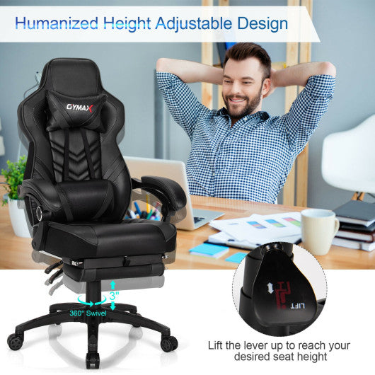 Adjustable Gaming Chair with Footrest and Lumbar Cushion for Office-Black