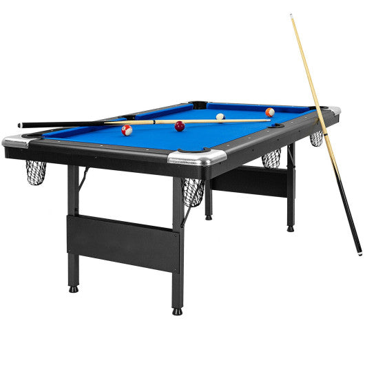 6 Feet Foldable Billiard Pool Table with Complete Set of Balls-Blue