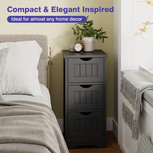 Bathroom Floor Freestanding Storage Organizer with 3 Drawers-Black