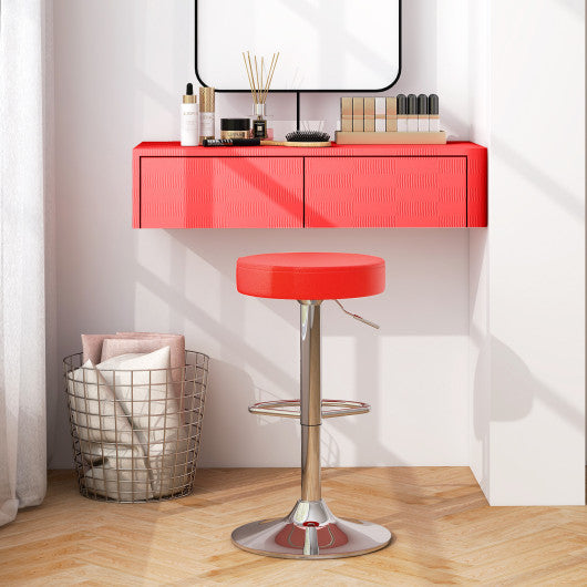 Set of 2 Adjustable Swivel Round Bar Stool Pub Chairs-Red