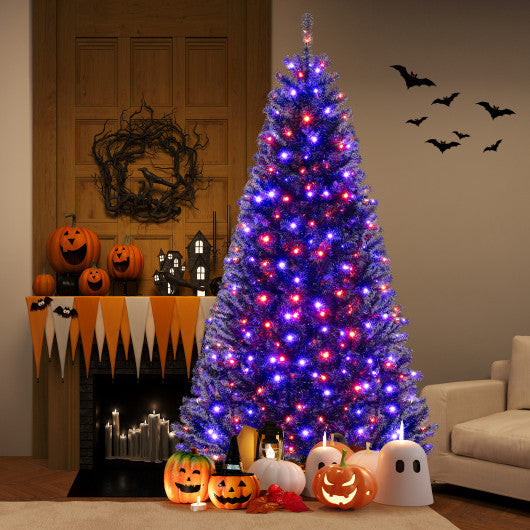 6/7/8 Feet Artificial Christmas Tree with 6 Lighting Modes and Spooky Sounds-8 ft