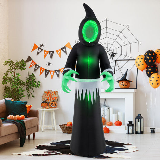 8 Feet Giant Halloween Inflatable Ghost with Built-in LED Lights and Mirror Face