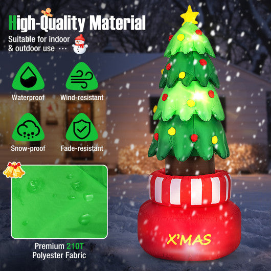 8 Feet Inflatable Rotating Xmas Tree with Built-in LED Lights and Water Bags