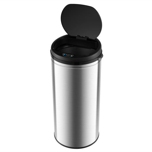 8 Gal Automatic Trash Can with Stainless Steel Frame Touchless Waste Bin-Silver