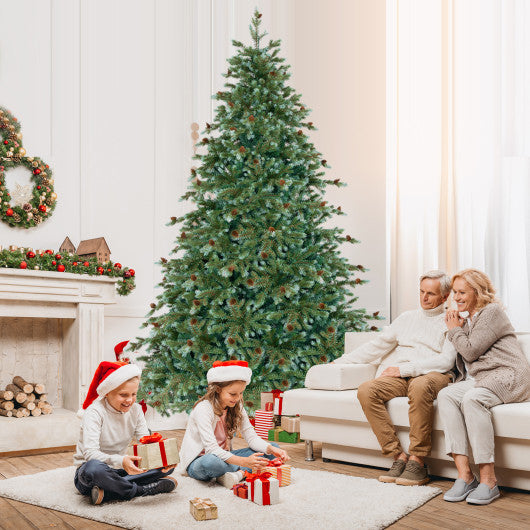 8 Feet Christmas Tree with 8 Lighting Modes and Pine Cones-8 ft