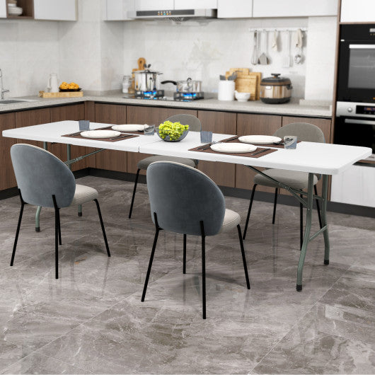 8 ft Portable Folding Table 350 LBS Fold-in-Half Table with HDPE Tabletop-White