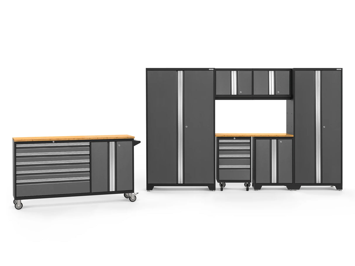 Bold Series 8 Piece Cabinet Set with Project Center, Tool Drawer, Base, Wall Cabinets and Lockers