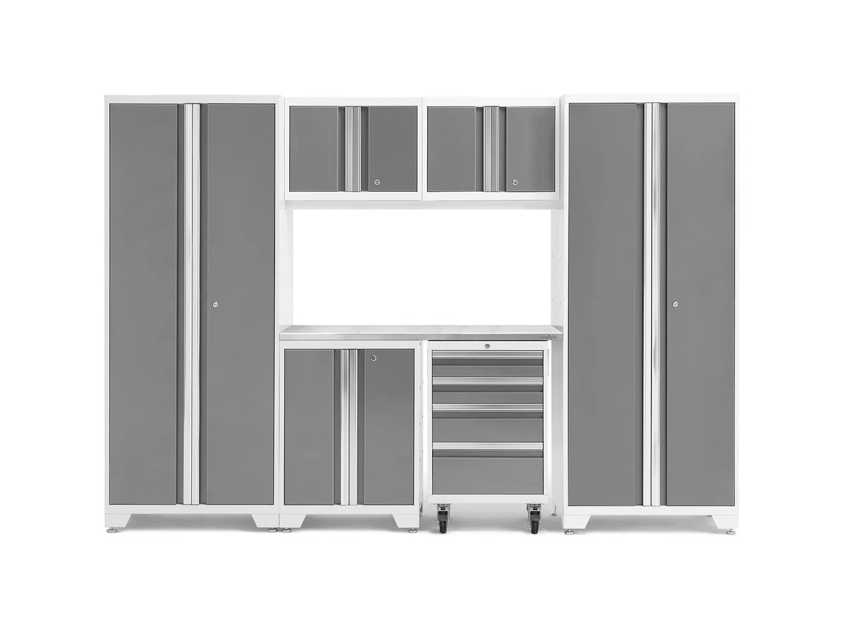 Bold Series 7 Piece Cabinet Set with Tool, Base, Wall Cabinets and 30 In. Lockers
