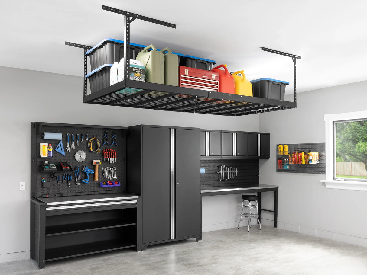 Versarac Pro 4 Ft. X 8 Ft. Height-Adjustable Overhead Rack in Black